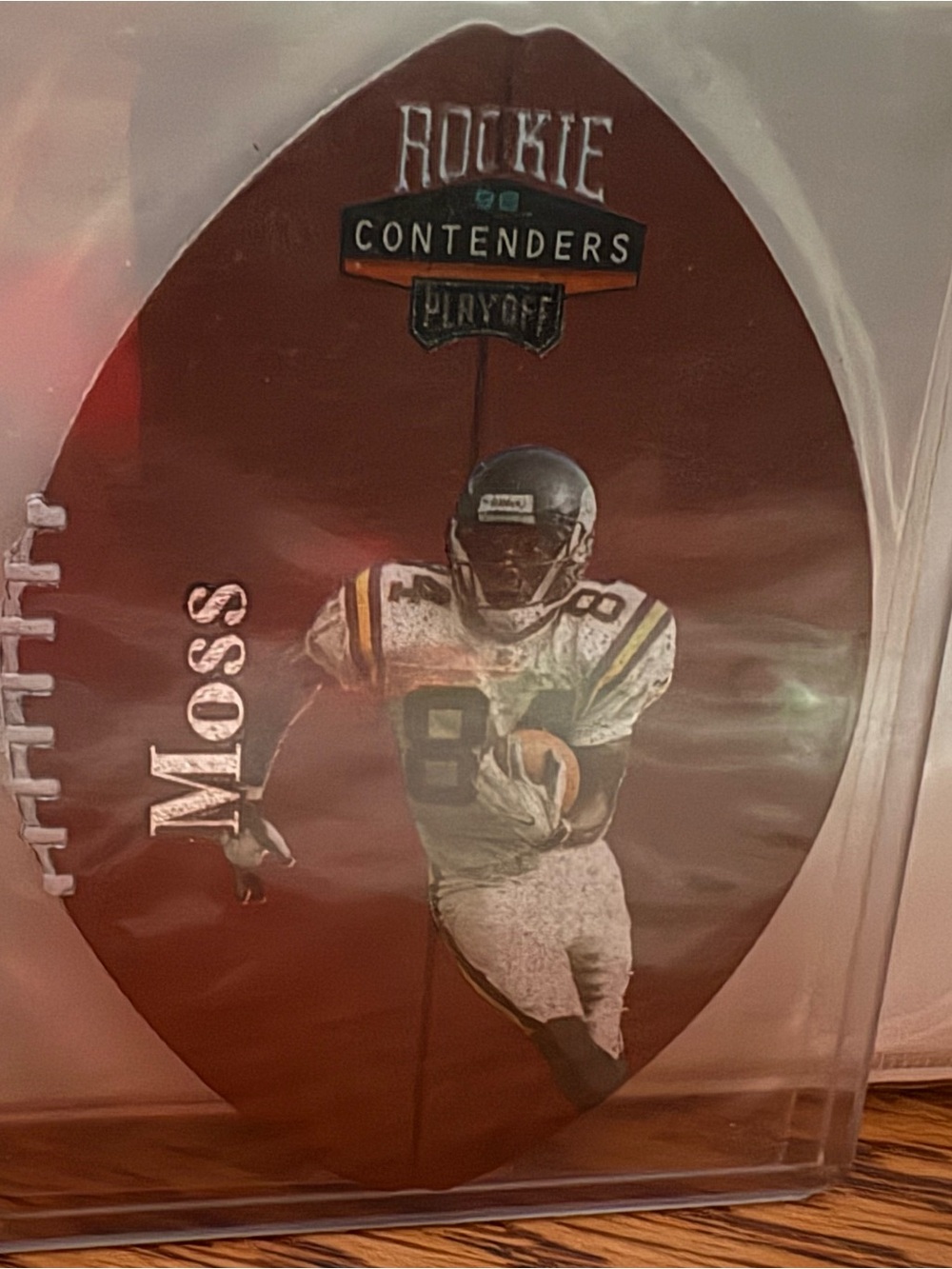 Randy Moss Rookie Contenders Playoff Football Card - Red